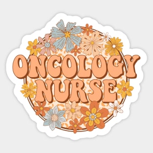 Floral Oncology Nurse Retro Gift Sticker